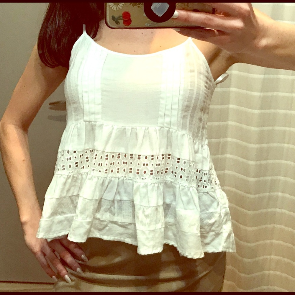 BCBGeneration White Eyelet Top
